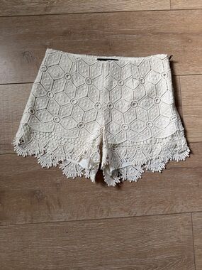 Anthropologie Cream Crochet Lace Shorts